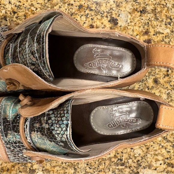FreeBird Mabel Turquoise Black Faux Snakeskin Light Oxfords Size 8 VGUC - Picture 4 of 9